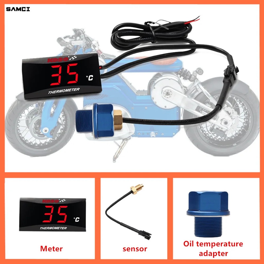 Oil Temperature Gauge Motorcycle Universal Sensor LCD Digital Screen Mini Meter