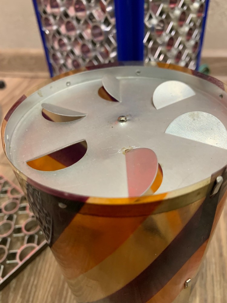Vintage Soviet Rotating Lamp USSR 1970s Geometric Pattern Amber Light