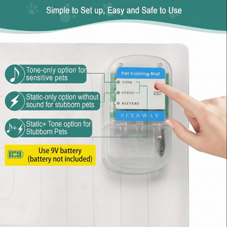 SEERWAY Scat Pet Shock Mat Indoor, Safe Training Pads for 60"x12" Sofa