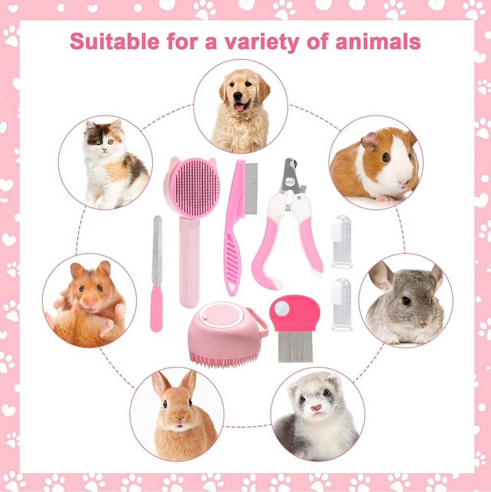 8 Pcs Cat Brush Grooming Kit