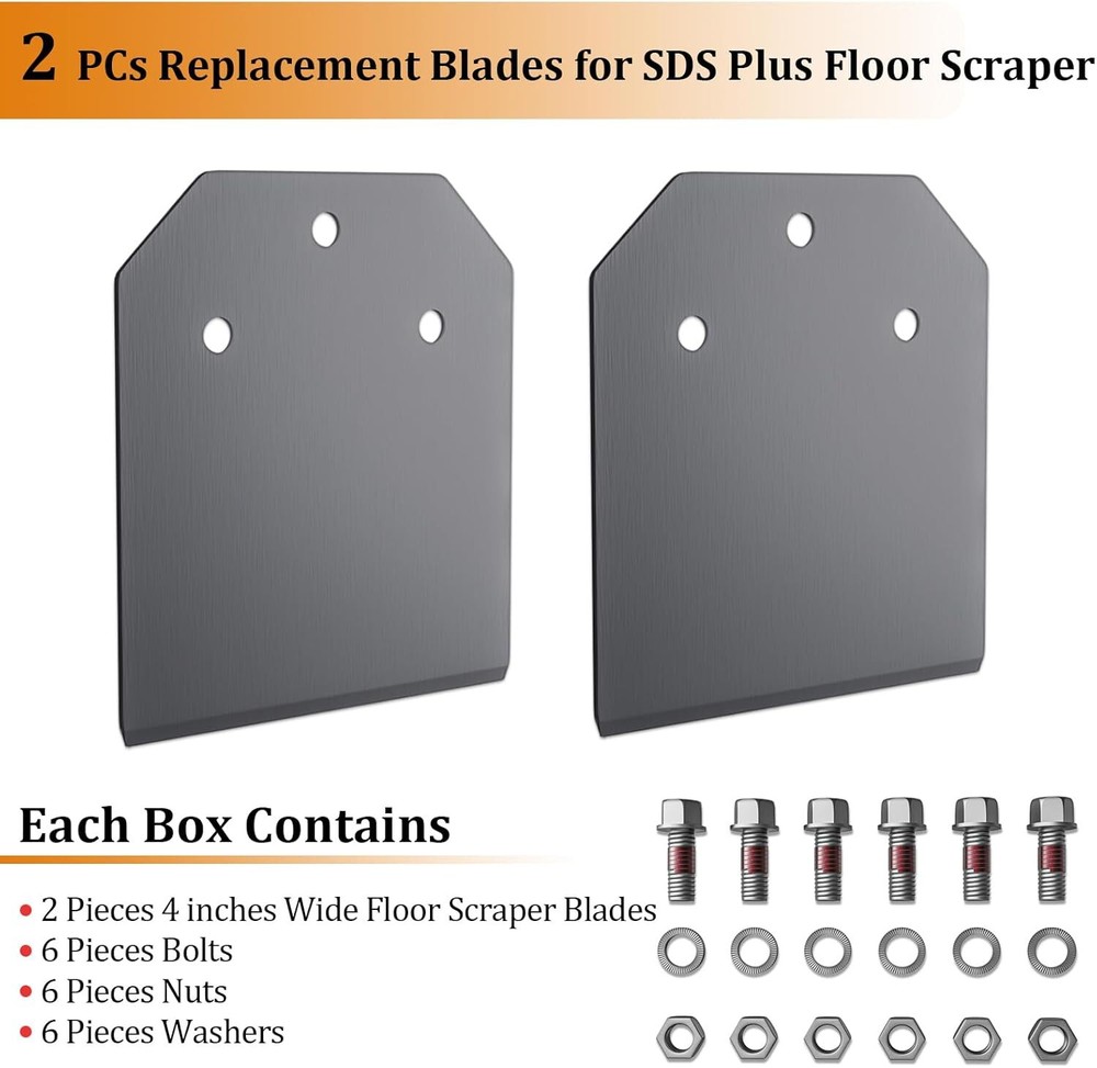 2Pack SDS Plus Floor Scraper Replacement Blades for 4x10" SDS Plus Floor Scraper