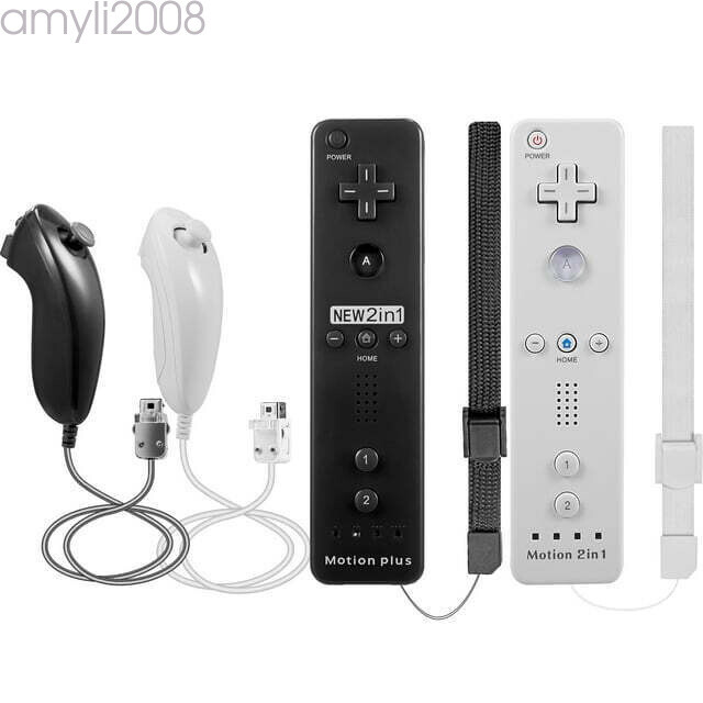 2Set Wii Remote Controller Motion Plus&Nunchuck for Wii/Wii U Console Video Game