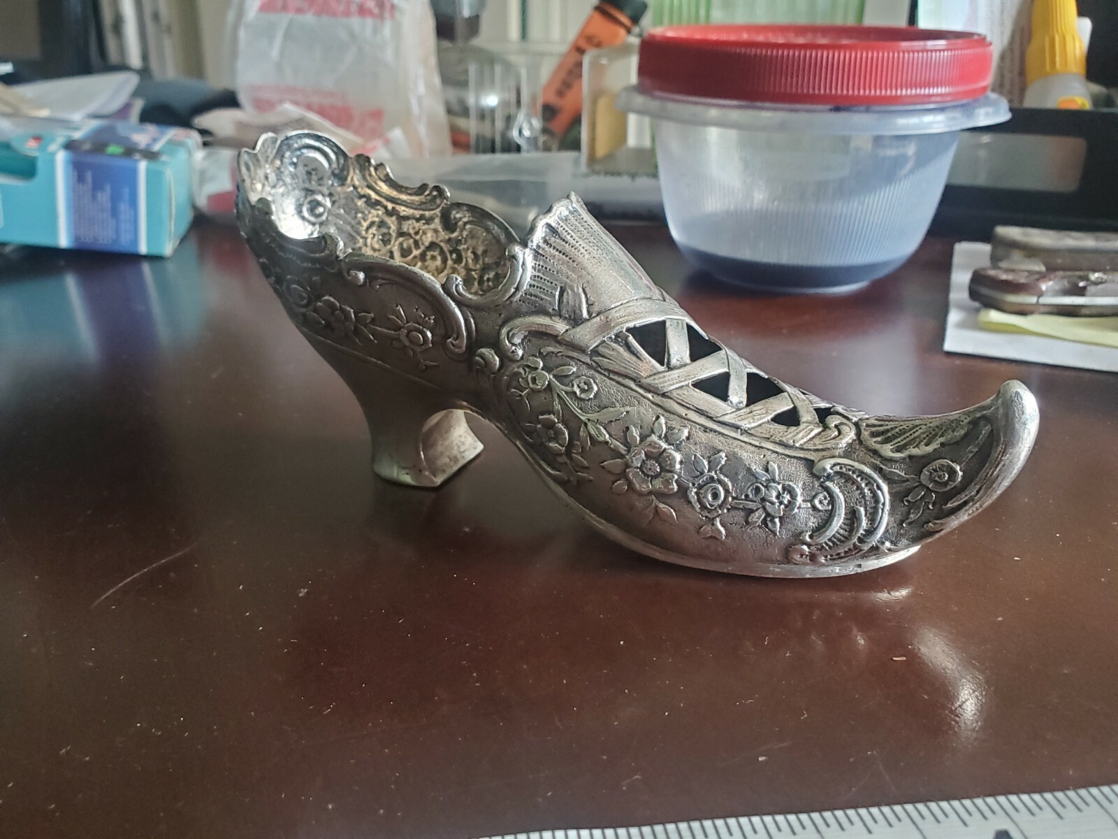 RARE ANTIQUE VICTORIAN SOLID STERLING SILVER SHOE PIN FIGURINE LONDON