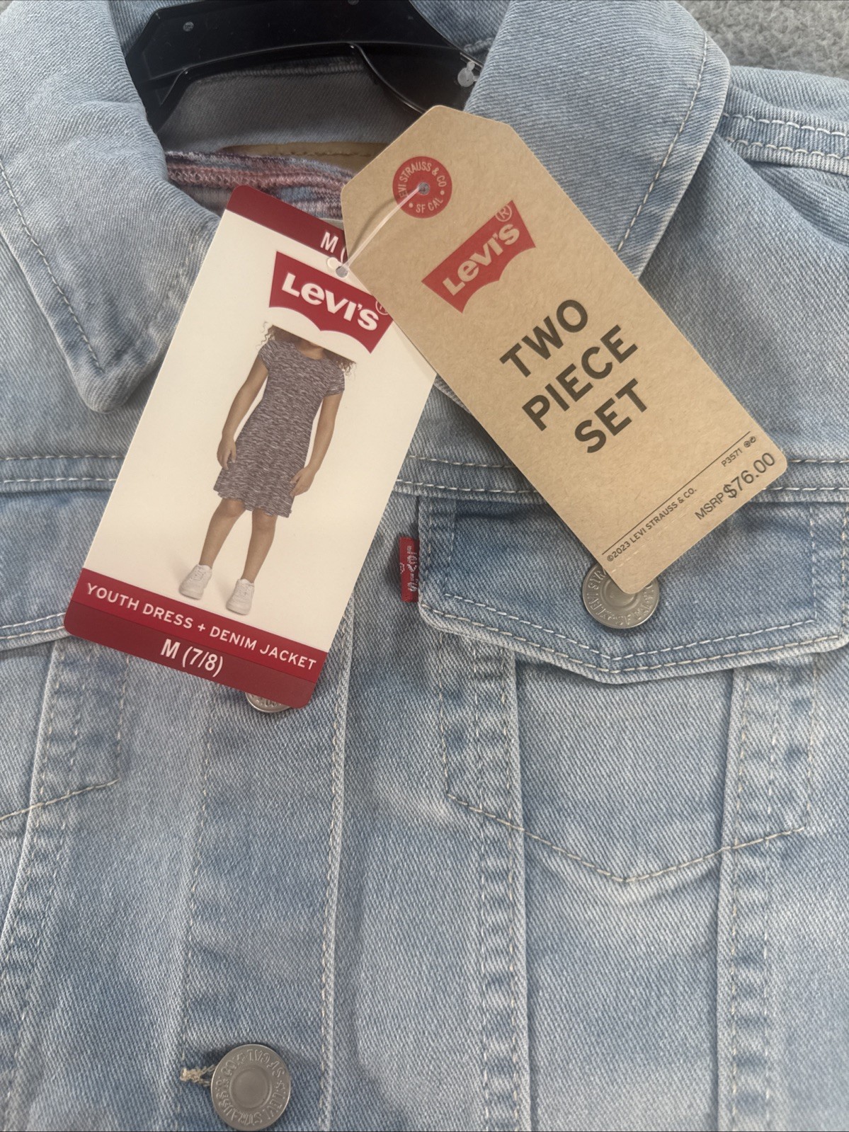 Levi's Denim Jacket and Dress Girls Size 7/8 Blue 2-Piece Set