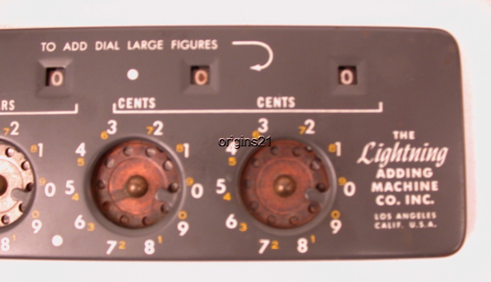 Lightning Adding Machine Co bakelite stand Science Math 7 wheels 0 mechanism