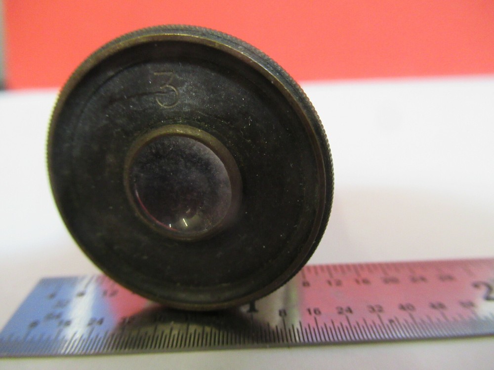 ANTIQUE ERNST LEITZ "3" EYEPIECE MICROSCOPE PART OPTICS AS PICTURED #B1-A-50