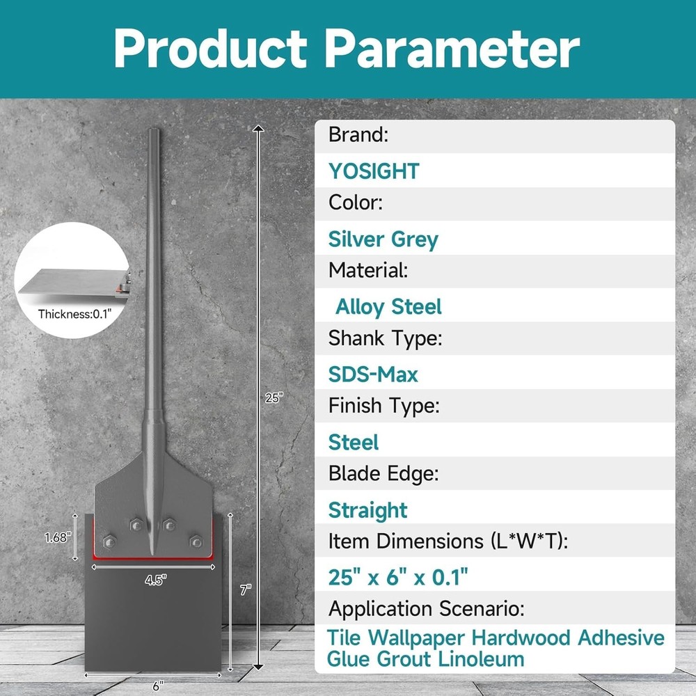 SDS Max Floor Scraper 6in Chisel Bit 25in Tile Adhesive Removal Tool