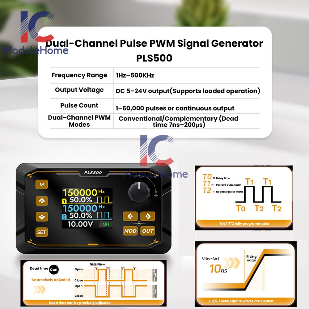 Signal Generator Module 2CH Adjustable Dead zone PWM Pulse Frequency Duty Cycle