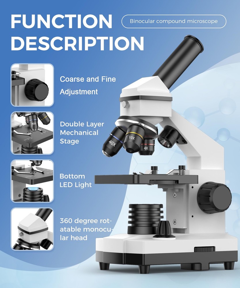 PalliPartners Compound Microscope for Adults & Students - standard, brown