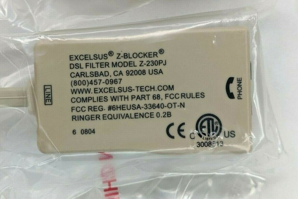 2x EXCELSUS Z-Blocker DSL Inline Filter Model: Z-230PJ - NEW!