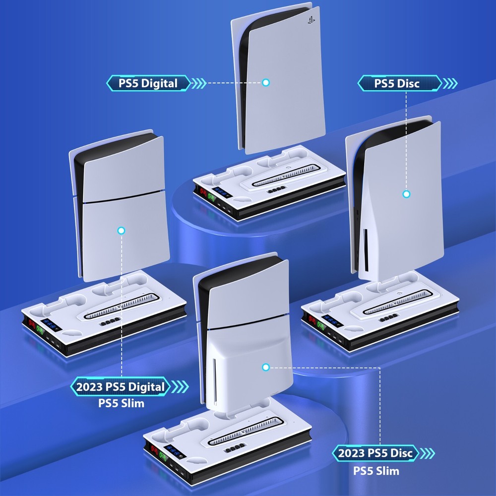 PS5 Slim Stand Cooling Fan Station Controller Charging Dock For PS5 Disc/Digital