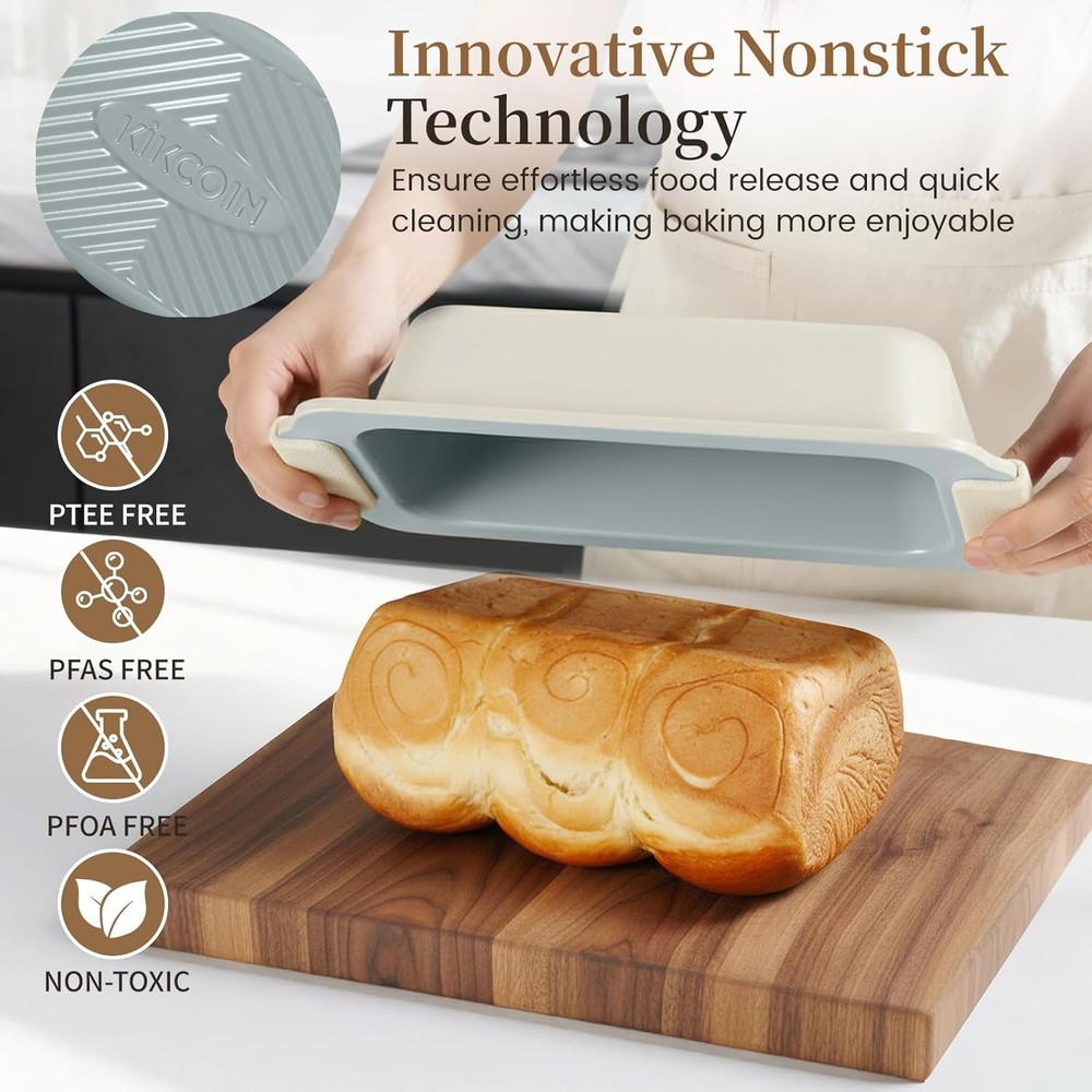 25 PCS Stackable Baking Pans Set Non-stick Bakeware Sets W/ Silicone Handles