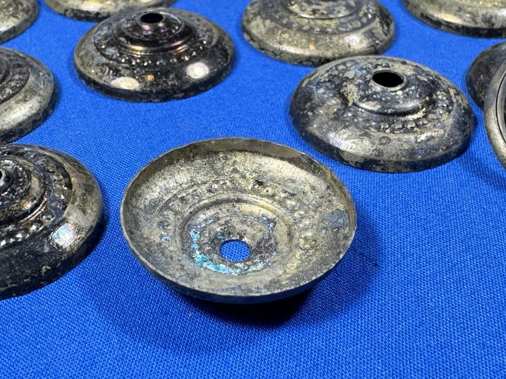 21 Vintage Brass Ring Pulls w/ Brass Escutcheons ~ 1 1/16" Diameter Ring