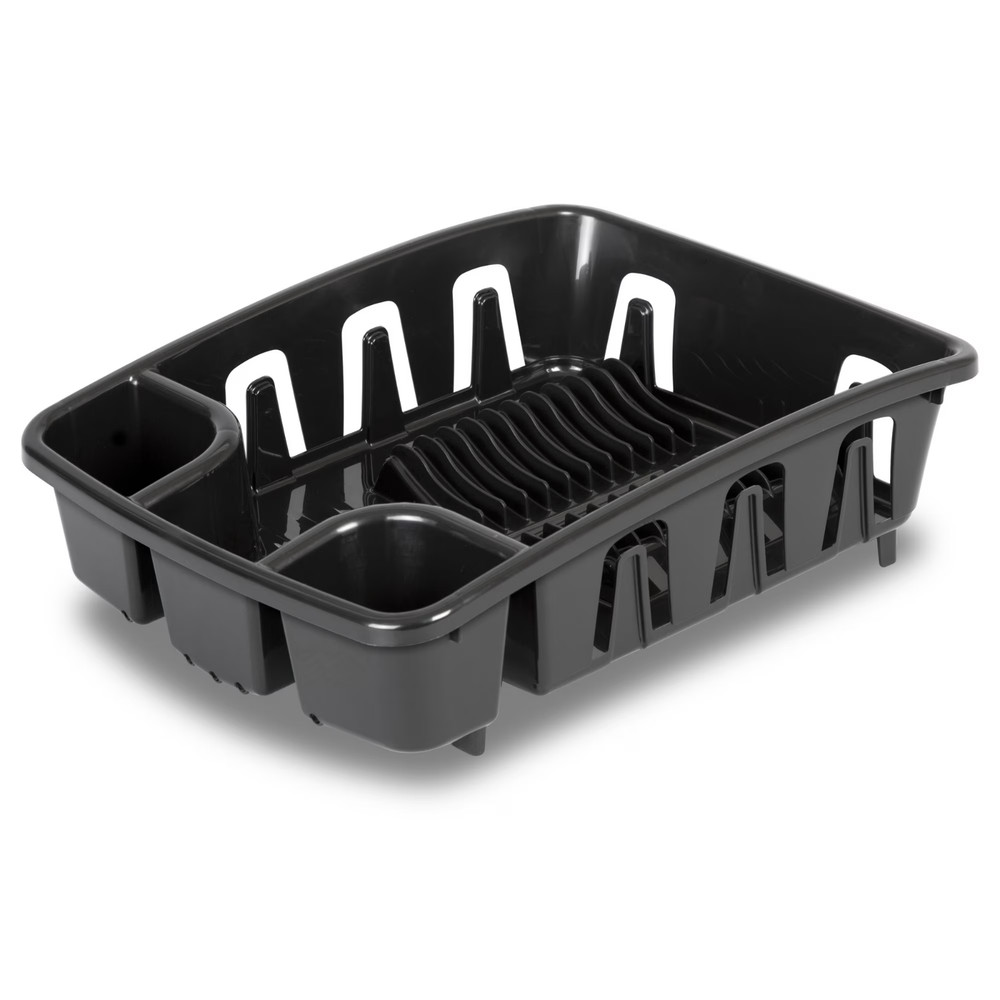 Sterilite Dish Drying Rack with Self Draining Base, Black
