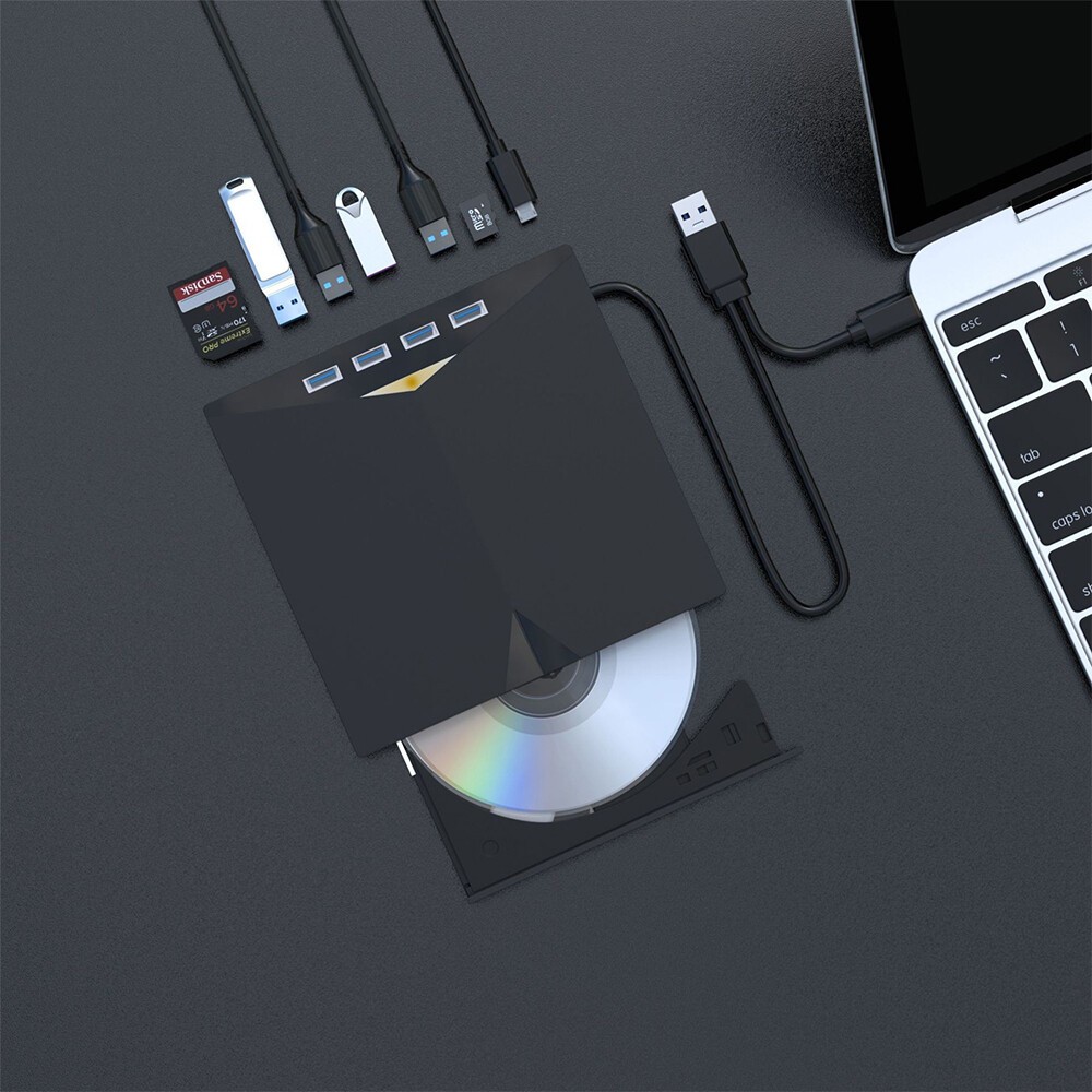 7-in-1 Slim External CD DVD Drive USB 3.0 Reader Writer Burner Player For Laptop