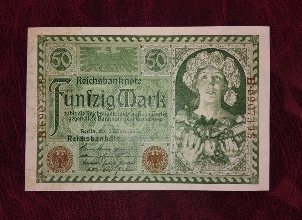 Germany "Weimar hyperinflation" 50 mark banknote,1920year(normal condition)