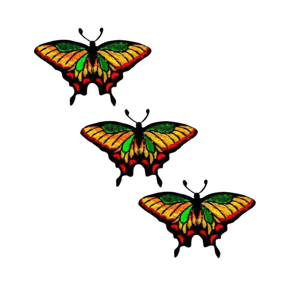 Brightly Colored Swallowtail Butterfly (3 Pack) Iron On Patch