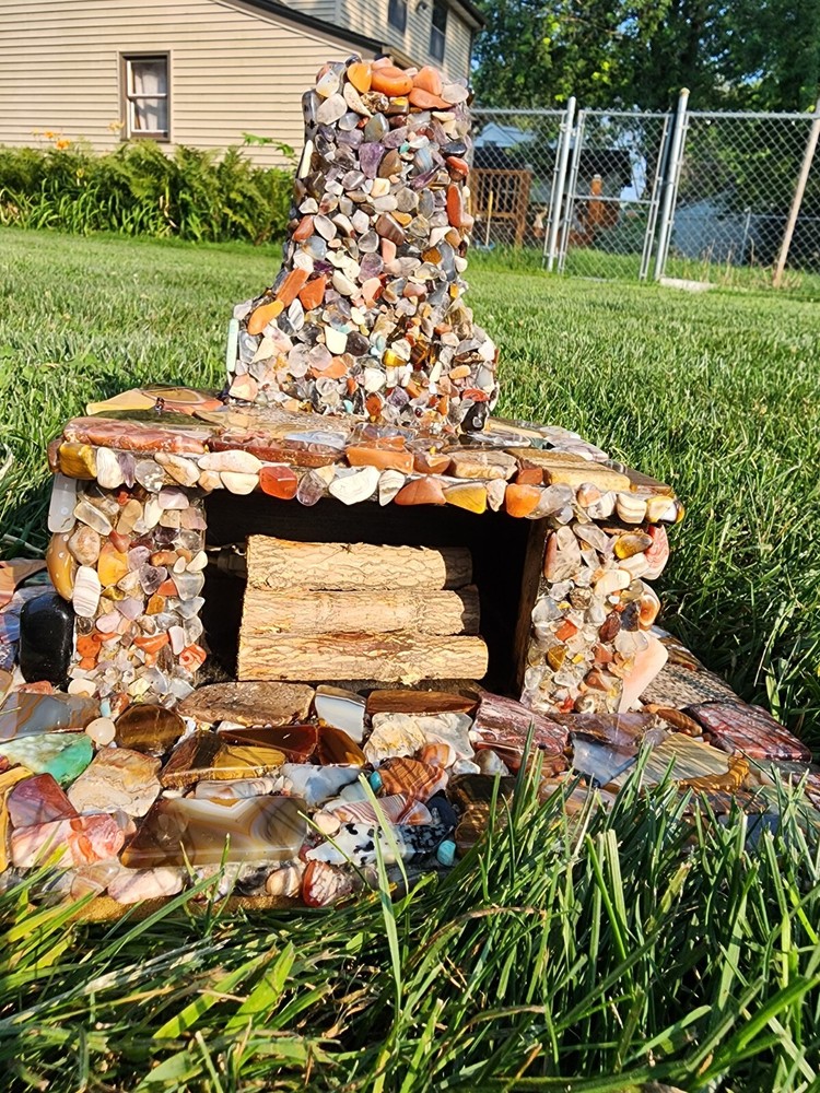 Gorgeous Agate Covered Mini Fireplace And Mantle