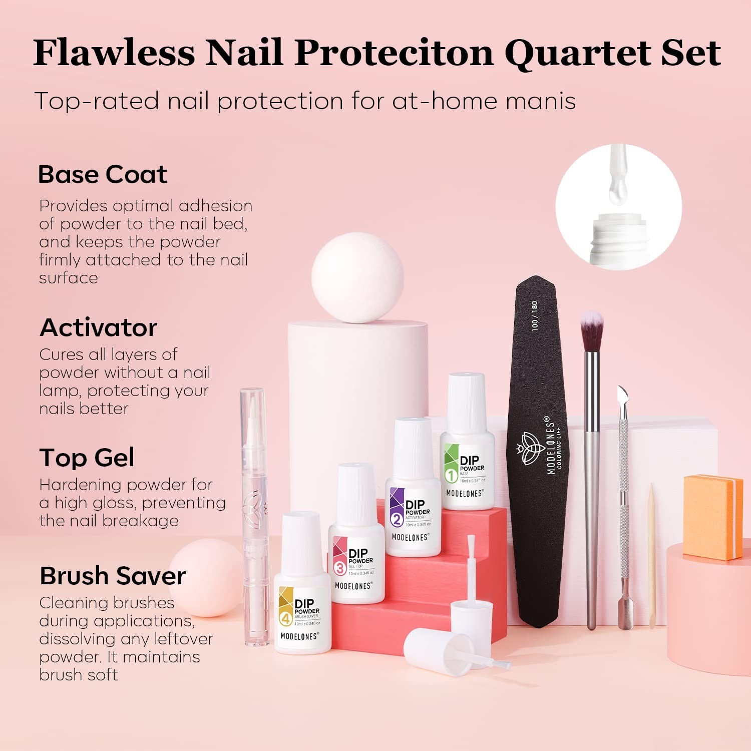 Modelones 32 Pcs Dip Powder Nail Kit Starter 20 Colors Nude Pink Acrylic Set NEW