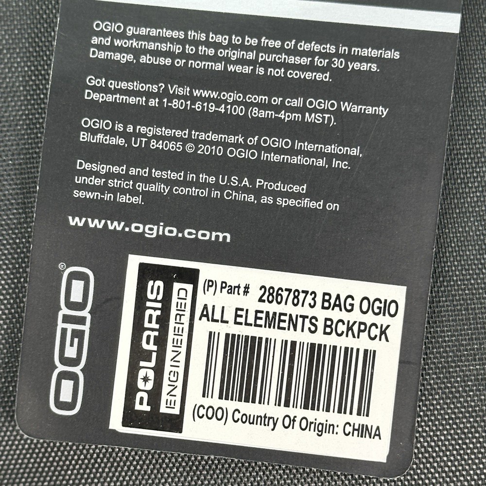 OGIO Polaris Waterproof BackPack, Black / Gray All Elements