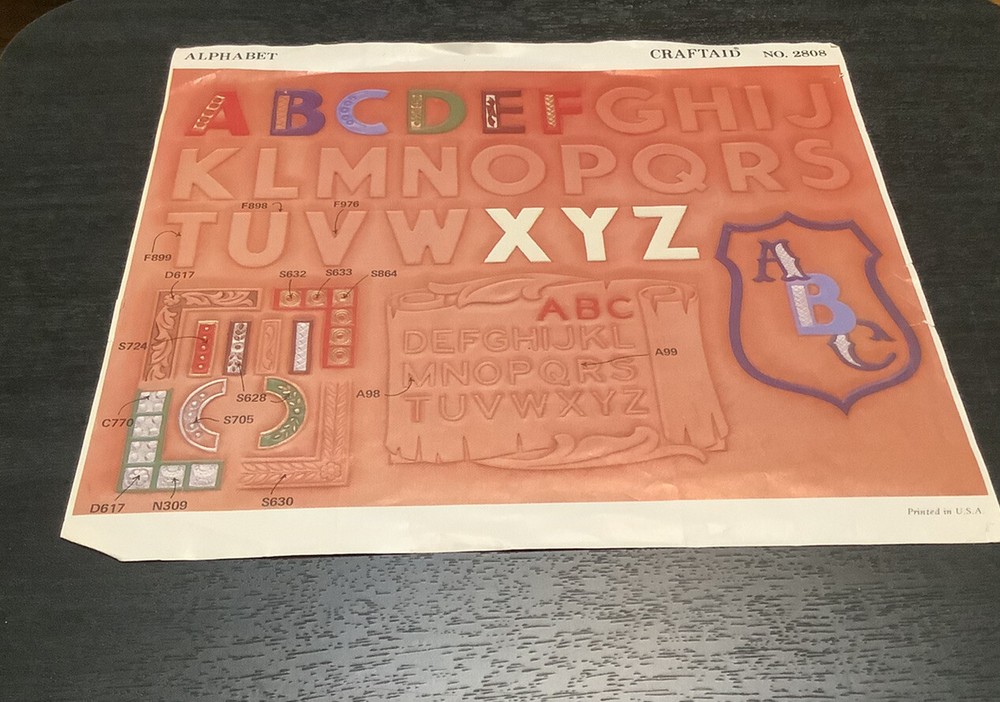 Leatherwork Carving Pattern Alphabet Letters Craftaid No. 2808