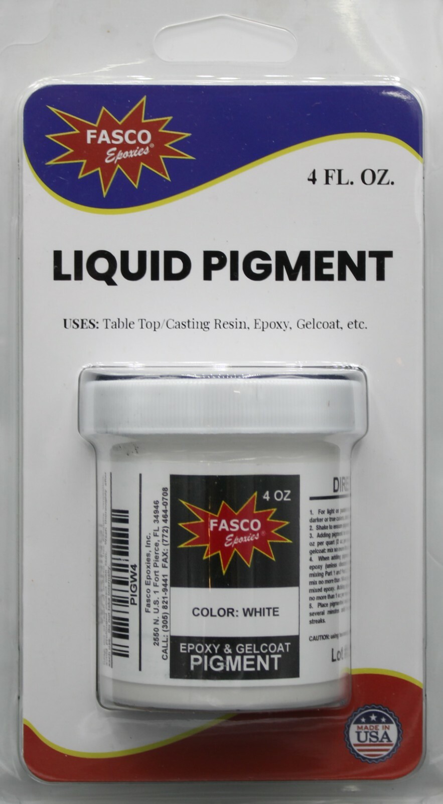 White Pigment for Gelcoat and Epoxy (4 oz)