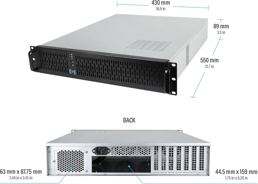 2U Server Chassis Rackmount Case, 4X 3.5 Bays, 2X 2.5 Devices, ATX Compatible, u