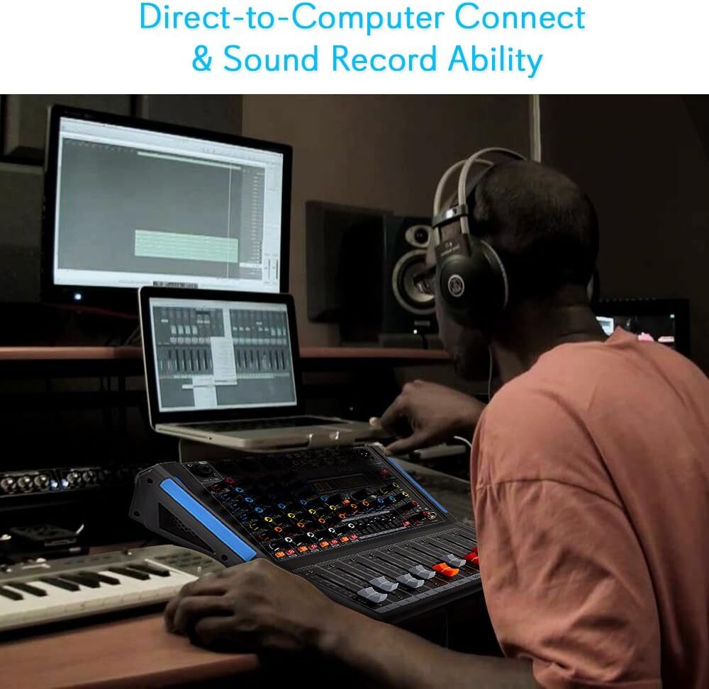 Pyle 4-Channel Bluetooth Studio Audio Mixer-DJ Sound Controller Interface with