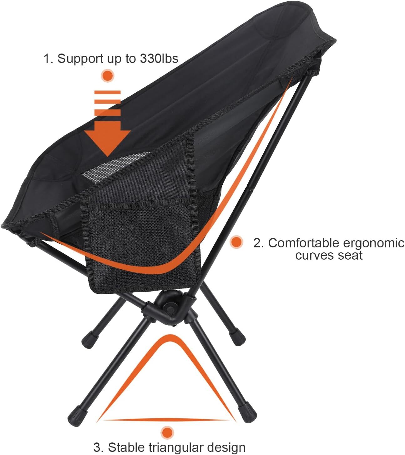2-Pack Collapsible Camp Chairs w/Carrying Bag Outdoor Chair Camping Hiking