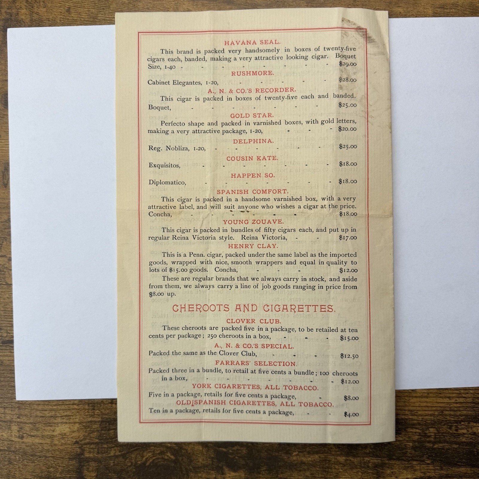 1890s-1900s Austin Nichols & Co. Cigar Catalog Price List New York Key West