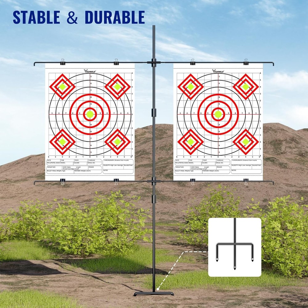 Highwild Adjustable Paper Target Stand, Frame with 8 A- Stand