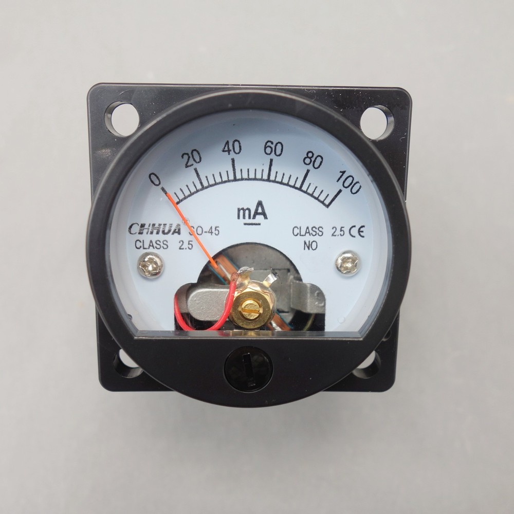 1PC DC 0-100MA Analog Ammeter Panel AMP Current Meter SO45 Cutout 45mm
