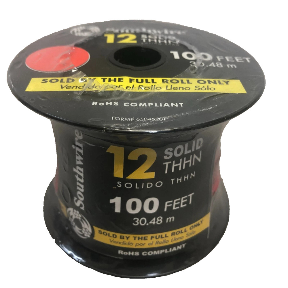 Southwire Solid 12 wire 100ft roll- THHN 12 AWG Solid Red Copper 100’ Wire