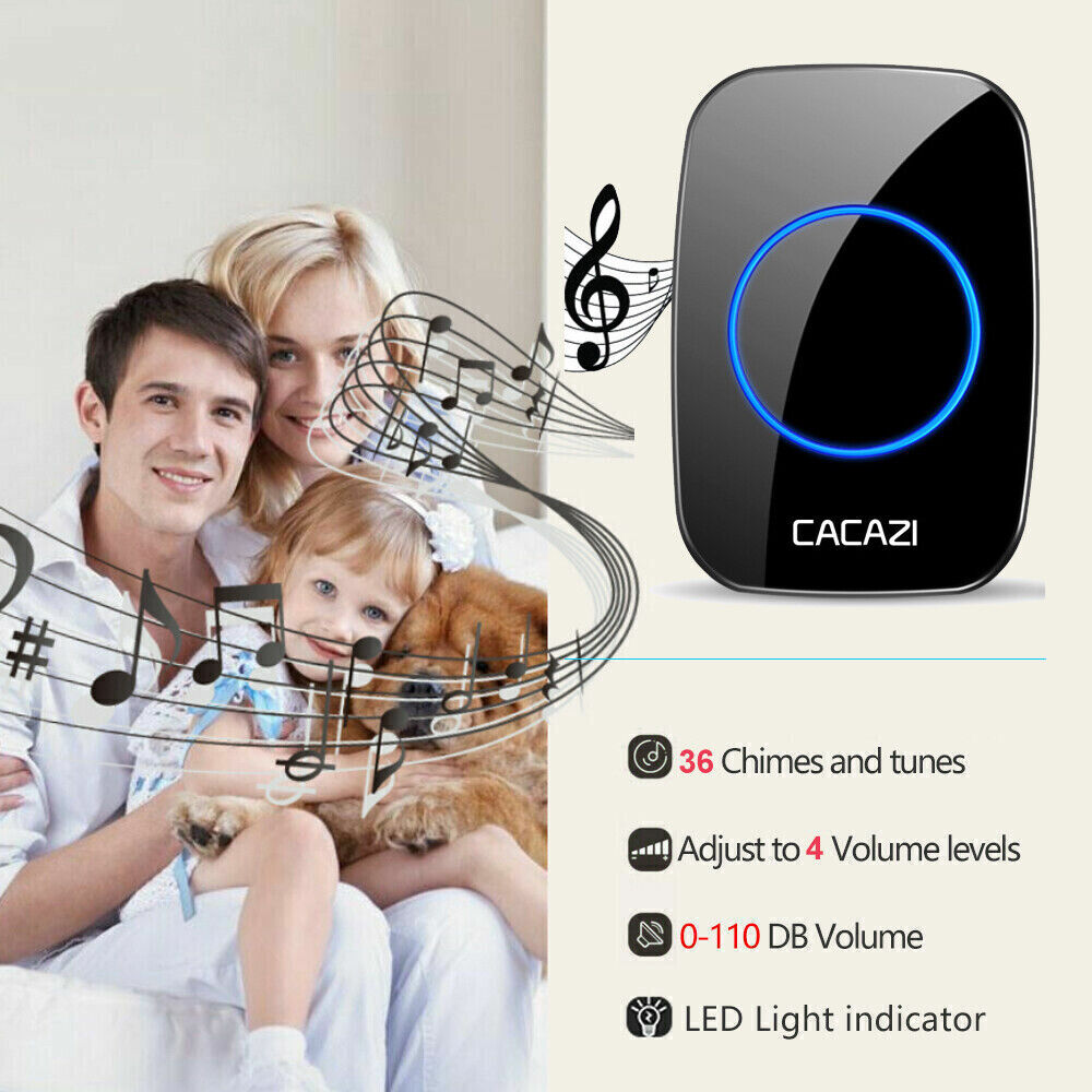 2Wireless Doorbell Chime Waterproof Plugin Receiver Adjustable Volume 1000FT Kit