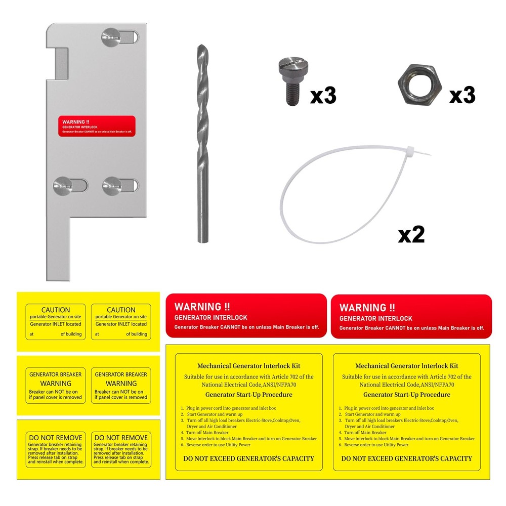 Generator Interlock Kit Compatible with Square D Vertical Main 150 or 200 amp.