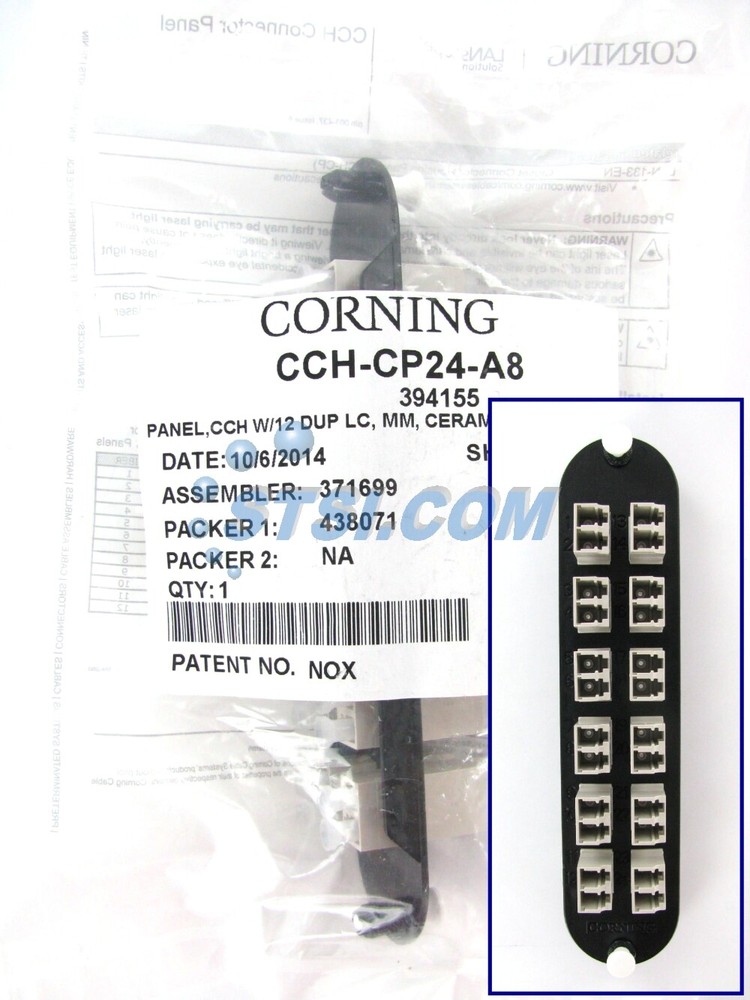 Corning CCH-CP24-A8 Patch Panel, 12 LC Duplex OM1 Multimode 62.5 Adapters ~STSI