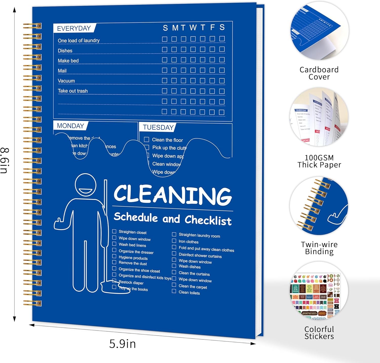 ADHD Cleaning Planner, Cleaning Schedule and Checklist, Undated Daily and Weekly