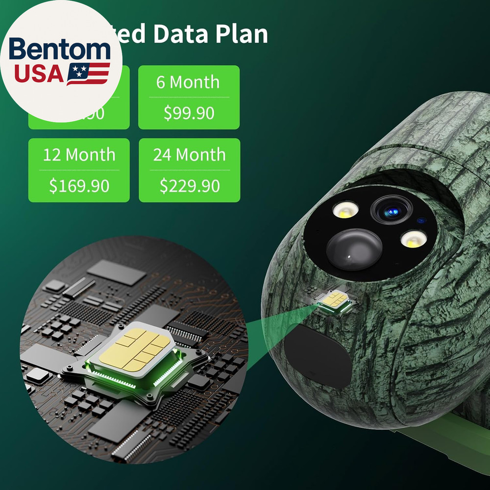 Cellular Trail Camera 2 Pack, 2K Solar Powered Game Cameras with Unlimited Data