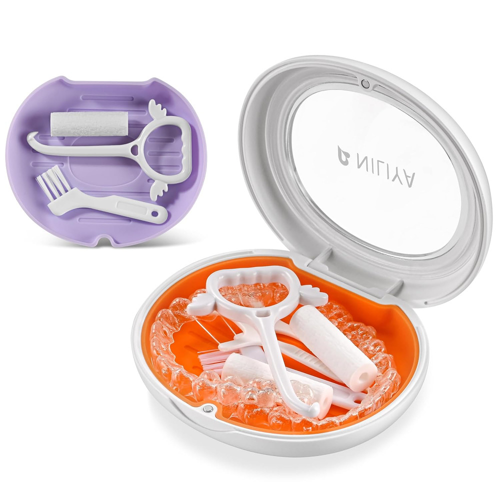 Retainer Case Compatible with Invisalign, Mouth Guard Case with Removal Tool, Ch