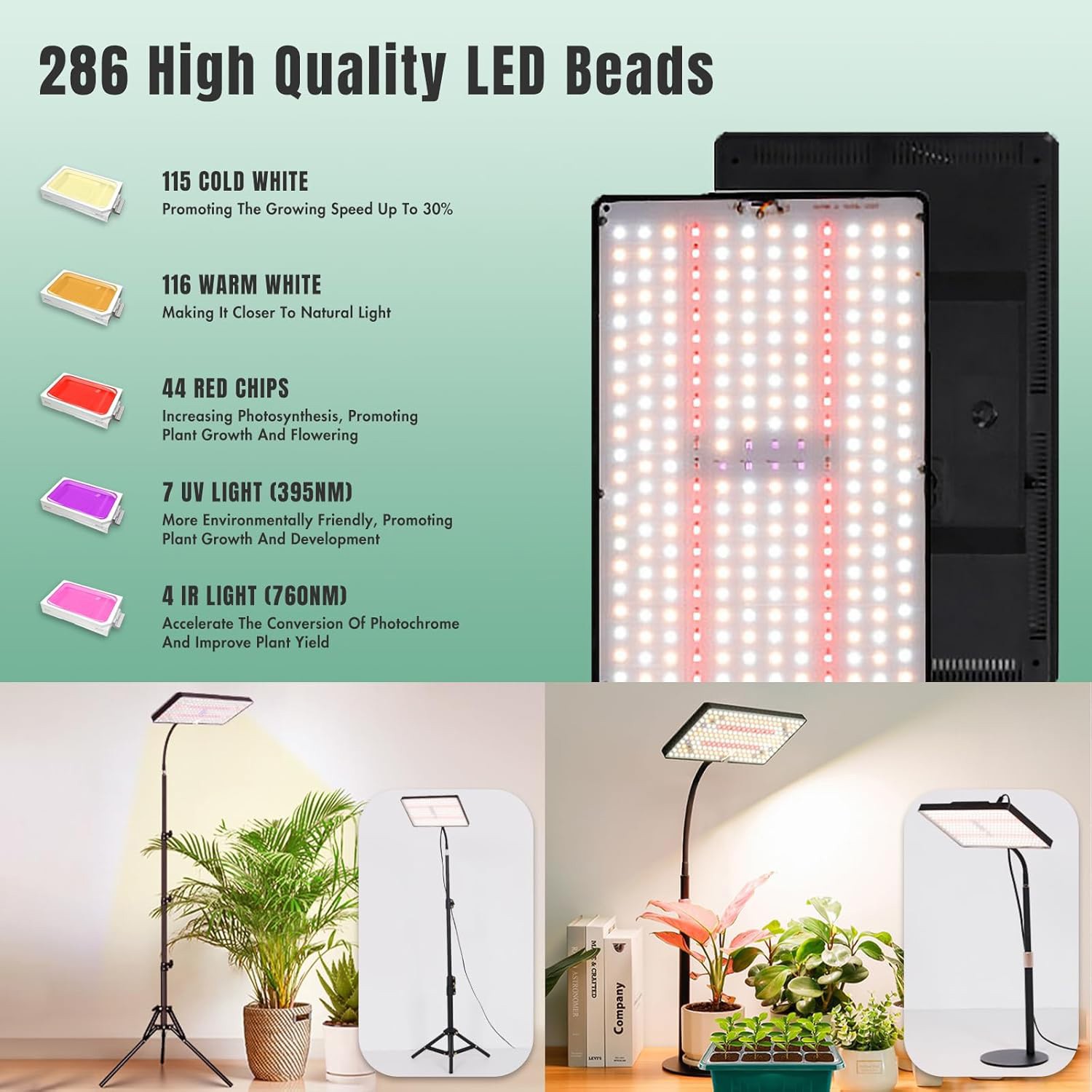 LED Full Spectrum Grow Light with Stand for Indoor Plants