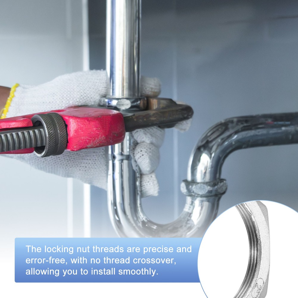 1-Pack Cast Pipe Fitting Hex Locknut, G2 Female Thread Hex Locking Nut