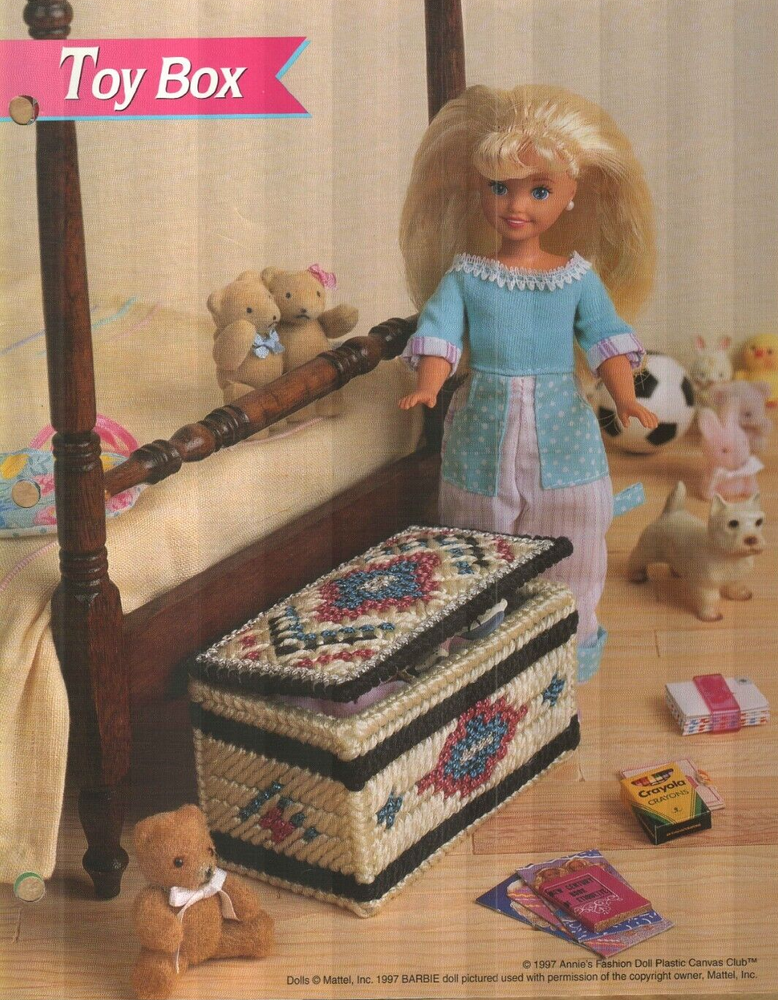 NEW WINDOW SEAT BOOKEND & TOY BOX ANNIE'S PLASTIC CANVAS PATTERN INSTRUCTIONS