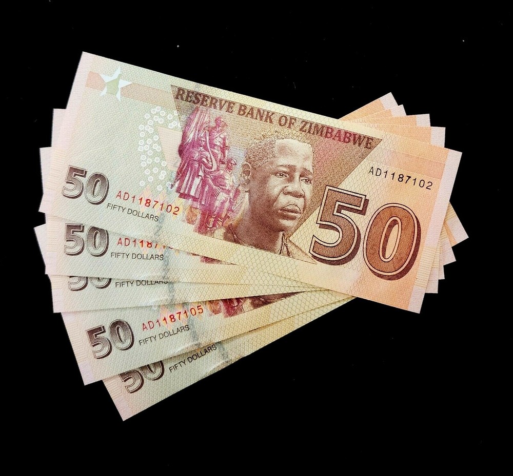 5 pcs x ZIMBABWE 50 Dollar Banknotes 2020 issue UNCIRCULATED
