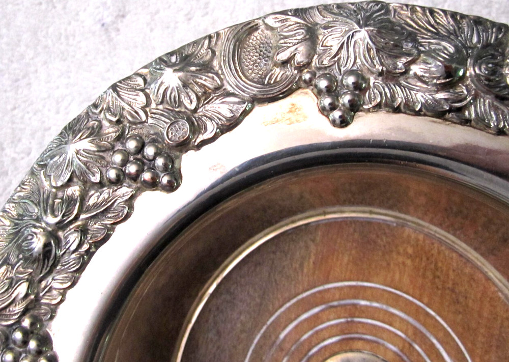 ISRAEL FREEMAN & SON SILVERPLATE WINE BOTTLE COASTER - GRAPES MOTIF