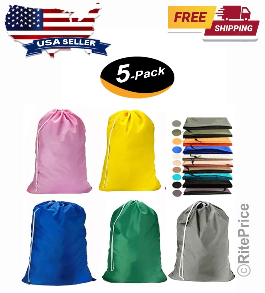 Large 29"X40" Laundry Bag Washable Heavy Duty Locking Drawstring Bag (5 Pack)