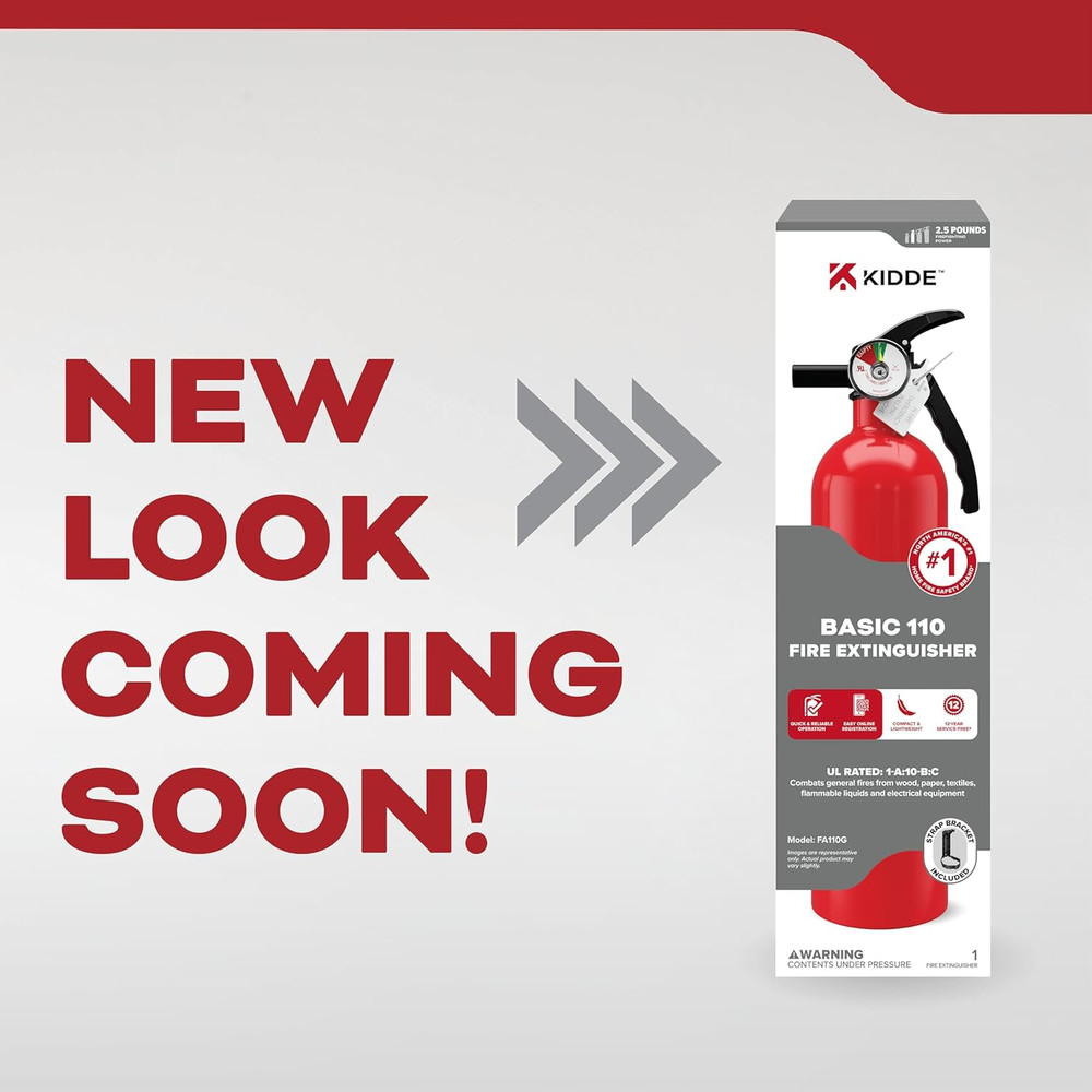 FA110 Multi Purpose Fire Extinguisher 1A10BC, 1 Pack, Red