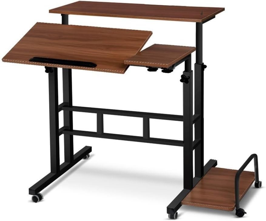 Adjustable Height Mobile Standing Desk Portable Computer Laptop Desk with Wheels