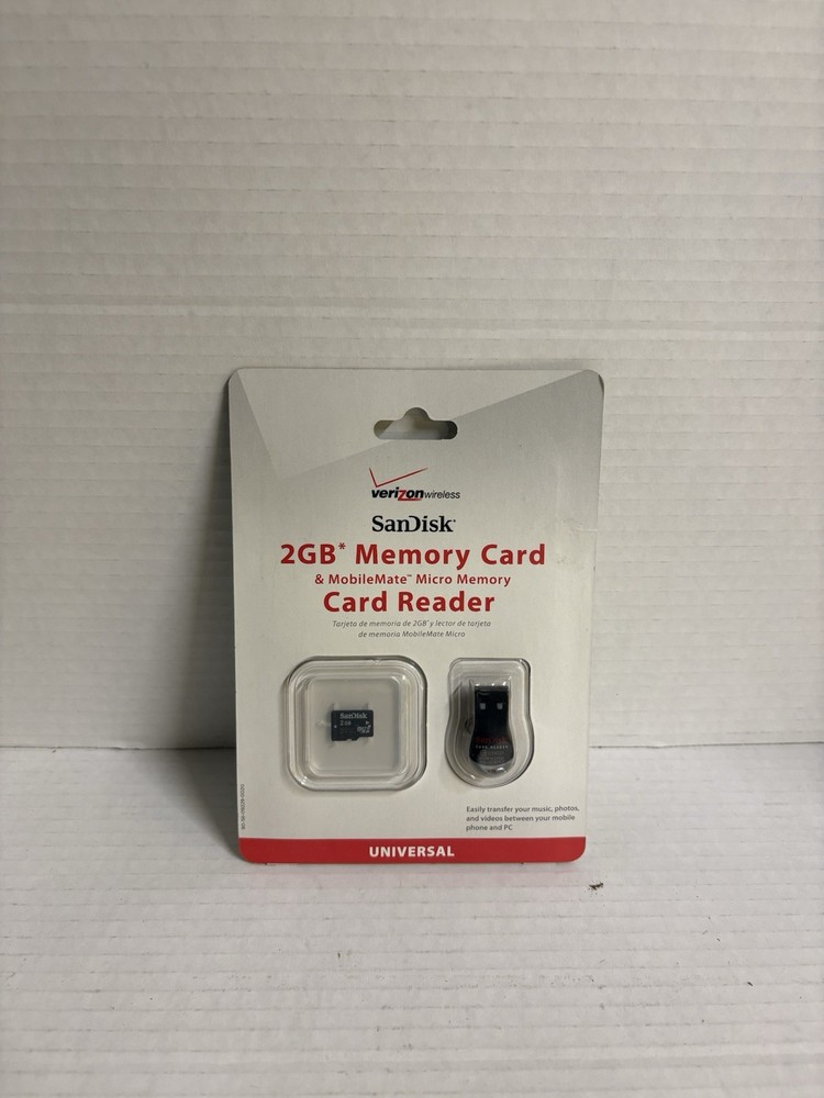 Verizon SanDisk 2GB Memory Card & MobileMate Micro Memory Card Reader