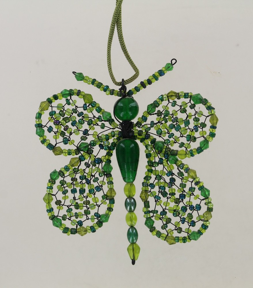 Green Beaded Butterfly Ornament