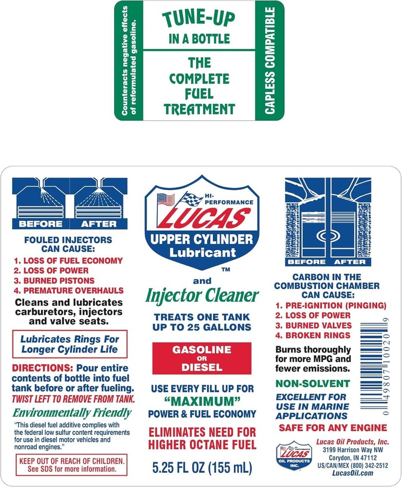 Multi-Action Fuel Additive - 5.25 oz Cylinder Lube for Peak Engine Performance